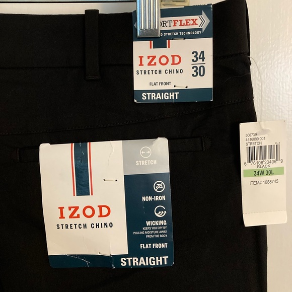 Izod Sport flexStretch Chino, Flat Front stretch Chino. Men's Size 34/30 - Picture 10 of 10